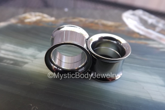 00g 10mm Mystic Metals Body Jewelry Steel Double Flare Tunnels Sold As a Pair 